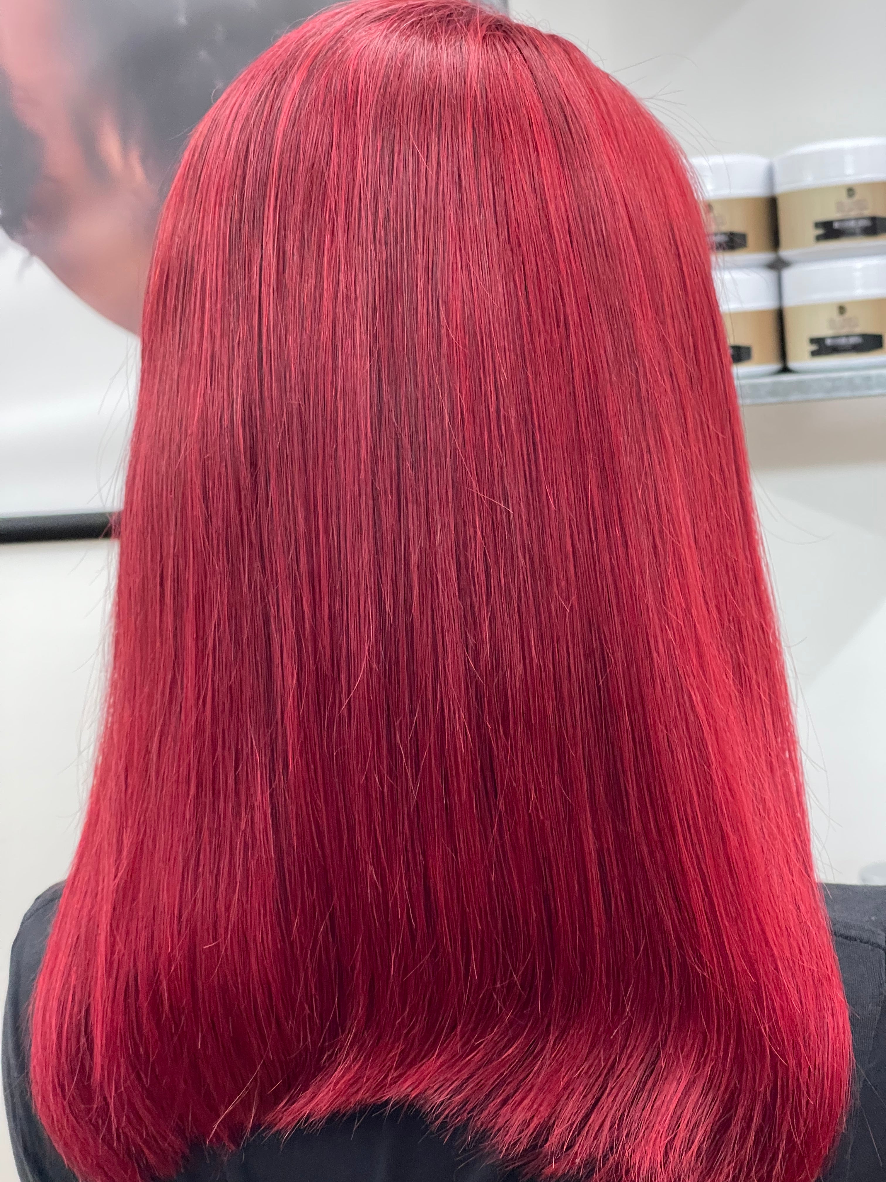 Ruby 14" HD Closure Side Parting burgundy Straight Wig 5x5